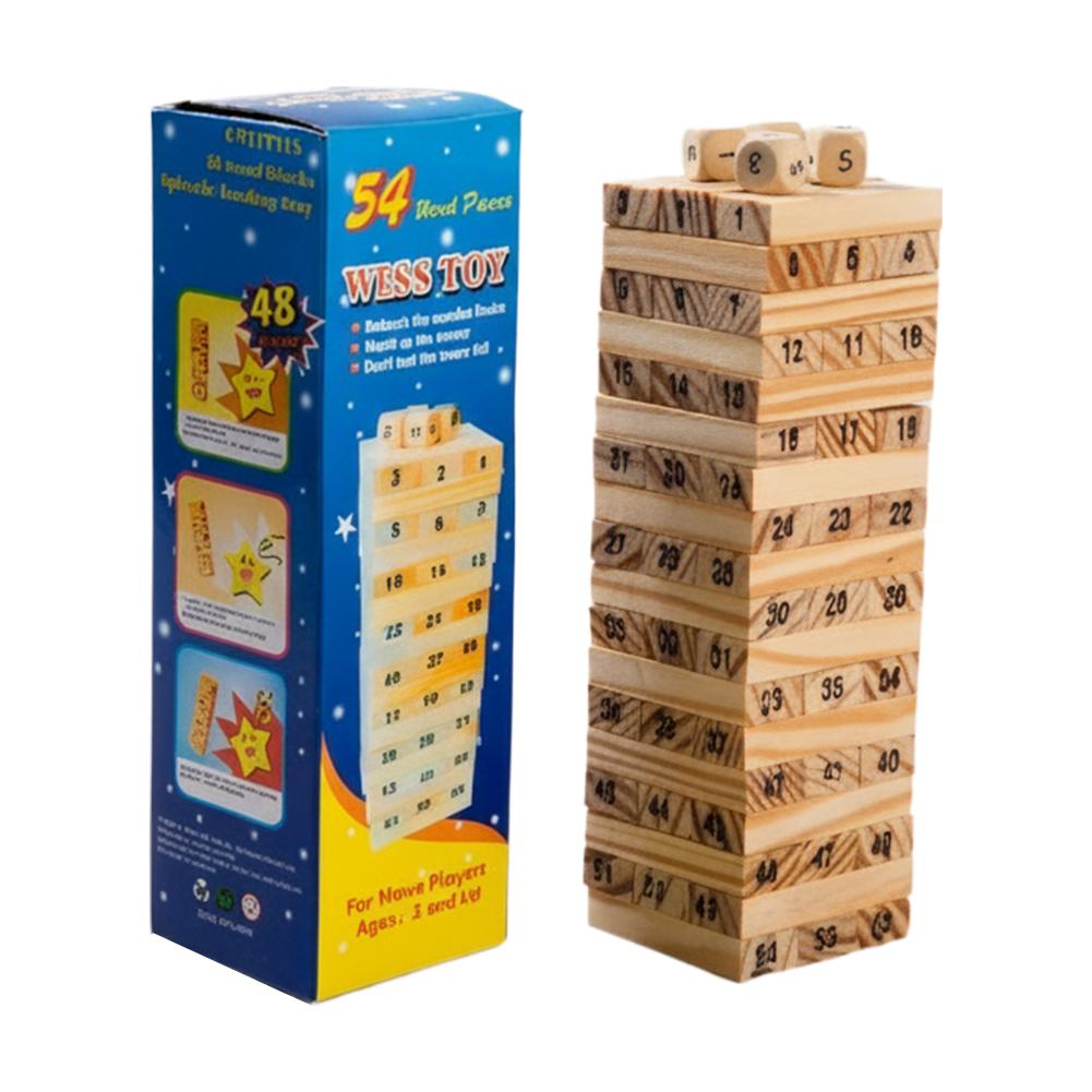 Board Game Monopoli - Small Size Wooden Building Blocks Kids